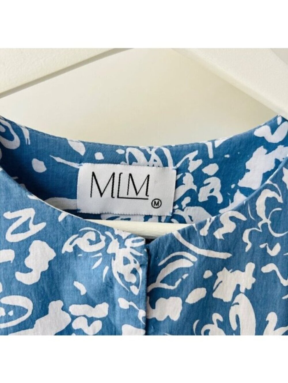 MLM The label relaxed tiered mini dress, blue floral cotton, Size M - Picture 6 of 8